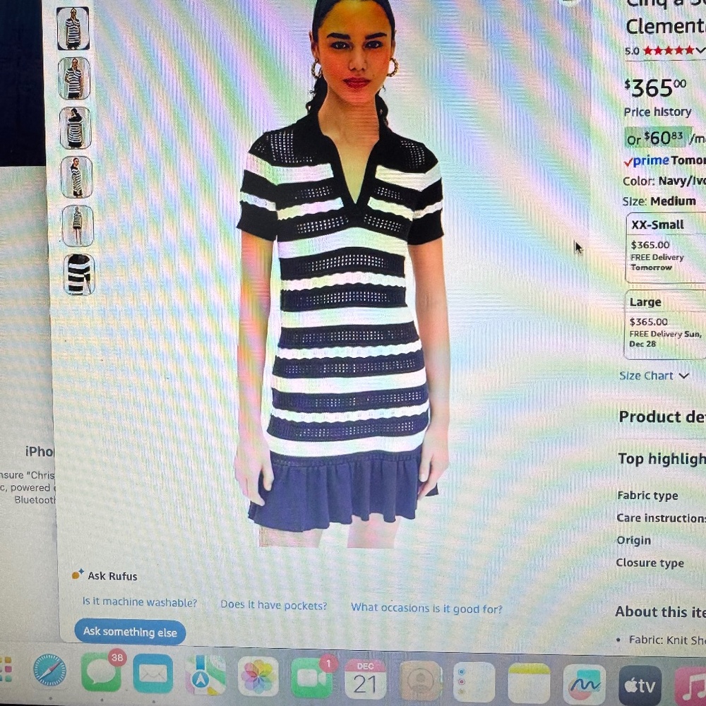 CINQ SEPT CLEMENT MINI DRESS/ NAVY AND CREAM